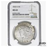 1923-S Silver Peace Dollar NGC MS63