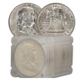 [20] Mixed Date Franklin Half Dollar Roll BU