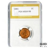 1881 1C Indian Head Cent PGA MS64 RB