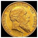 1907-G Germany 10 Mark Friedrich CLOSELY UNCIRCULA