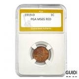 1919-D Lincoln Cent PGA MS65 RED