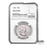 1953 Franklin Half Dollar NGC MS64 FBL