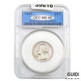 1945 25C Washington Quarter GEC MS68