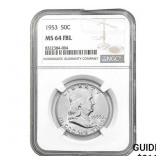 1953 Franklin Half Dollar NGC MS64 FBL