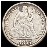 1875-CC Seated Liberty Dime NEARLY UNCIRCULATED
