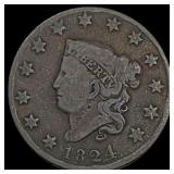 1824 Coronet Head Large Cent NICELY CIRCULATED