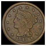 1845 Braided Hair Large Cent LIGHTLY CIRCULATED