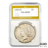 1923-D Peace Dollar PGA MS64