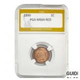 1890 1C Indian Head Cent PGA MS64 RED