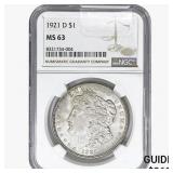 1921-D Morgan Silver Dollar NGC MS63