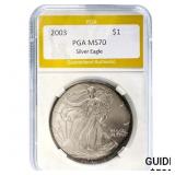 2003 $1 Silver Eagle PGA MS70