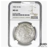 1921-D Morgan Silver Dollar NGC MS63