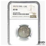 1917-S T1 Standing Liberty Quarter NGC XF40