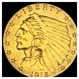 1915 Indian Head $2.5 Gold Quarter Eagle CLOSELY U