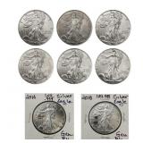 2008-2021 GEM BU American Silver Eagle Lot [8 Coin