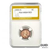 1931-S Lincoln Cent PGA MS64 RED