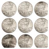1996-1998 GEM BU American Silver Eagle Lot [9 Coin