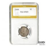 1936 5C Buffalo Nickel PGA MS65