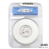 1958 25C Washington Quarter GEC MS68