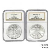 1999/2000 American Silver Eagles [2] NGC MS69