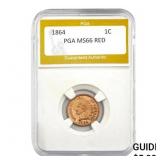 1864 1C Indian Head Cent PGA MS66 RED