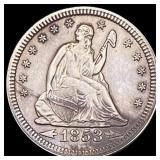 1853 Arrows Seated Liberty Quarter CLOSELY UNCIRCU