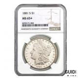 1881-S Morgan Silver Dollar NGC MS65+