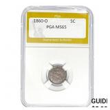 1860-O Seated Liberty Half Dime PGA MS65