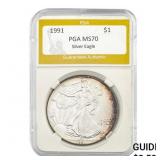 1991 $1 Silver Eagle PGA MS70