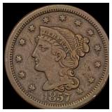 1857 Braided Hair Large Cent LIGHTLY CIRCULATED