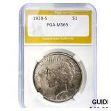1928-S Peace Dollar PGA MS65
