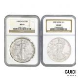 - 1988 Eagle $1 NGC MS69- 1989 Eagle $1