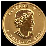 2014 Canada 1/10 oz Gold Maple Leaf GEM BU