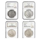 1882-1902 BU Morgan SIlver Dollar Lot [4 Coins] NG
