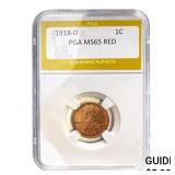 1918-D Lincoln Cent PGA MS65 RED