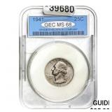 1941 25C Washington Quarter GEC MS68