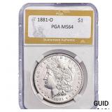 1881-O Morgan Silver Dollar PGA MS64
