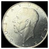 1938 Sweden Silver 2 Kroner UNCIRCULATED