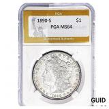 1890-S Morgan Silver Dollar PGA MS64