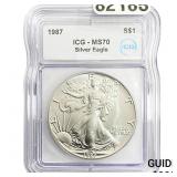 1987 SE ICG MS70 $1 Silver 1oz SE