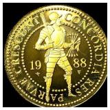 1988 Gold 1 Ducat Netherlands Proof SUPERB GEM BU