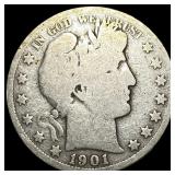 1901-S Silver Barber Half Dollar NICELY CIRCULATED