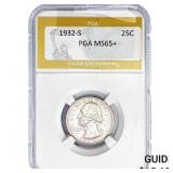 1932-S Washington Silver Quarter PGA MS65+