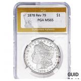 1878 Rev 79 Morgan Silver Dollar PGA MS65