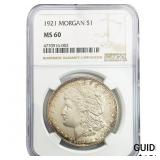 1921 Morgan Silver Dollar NGC MS60