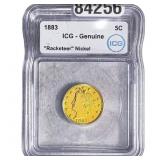 1883 Liberty Victory Nickel ICG Genuine Racketeer