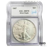 1987 SE ICG MS70 $1 Silver 1oz SE
