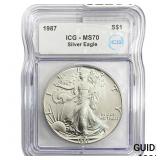 1987 SE ICG MS70 $1 Silver 1oz SE