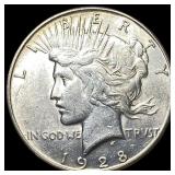 1928-S Silver Peace Dollar CLOSELY UNCIRCULATED