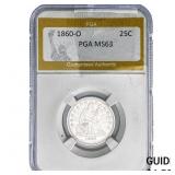 1860-O Seated Liberty Quarter PGA MS63